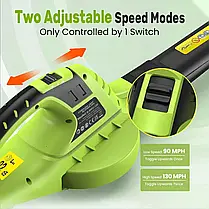 Bigzzia Cordless Leaf Blower Електричний садовий повітродув з акумулятором 20 В 1 зарядний пристрій 2 різ, фото 4
