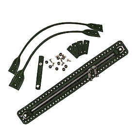 Комплект із натуральної шкіри для сумки Такса, колір Хвоя рептилія