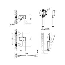 Змішувач для душу Lidz Aria 010 (з душовим гарнітуром) (k35) LDARI010NKS43361 Nickel, фото 2