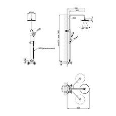 Душова система для кабіни Lidz Wind 1363 двохвентильний на два споживача LDWIN1363NKS43389 Nickel, фото 2