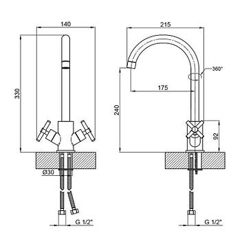 Змішувач для кухні Lidz Wind 013F двохвентильний LDWIN013FNKS43390 Nickel, фото 2