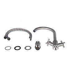 Змішувач для кухні Lidz Wind 013F двохвентильний LDWIN013FNKS43390 Nickel, фото 4