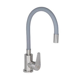 Змішувач для кухні Lidz Vida 015F3 з гнучким виливом (k35) LDVID015F3GRE43356 Grey, фото 1