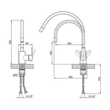Змішувач для кухні Lidz Vida 015F3 з гнучким виливом (k35) LDVID015F3BLA43358 Black, фото 2