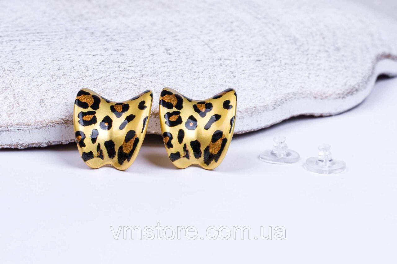 Жіночі сережки з леопардовим малюнком, матові сережки, фото 1