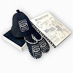 Набір подарунковий для лазні "Jack Daniel's" в коробці (парео+тапки+шапка) чорний