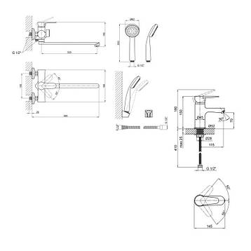 Набір змішувачів для ванни Lidz Nicole (005+001F), фото 2