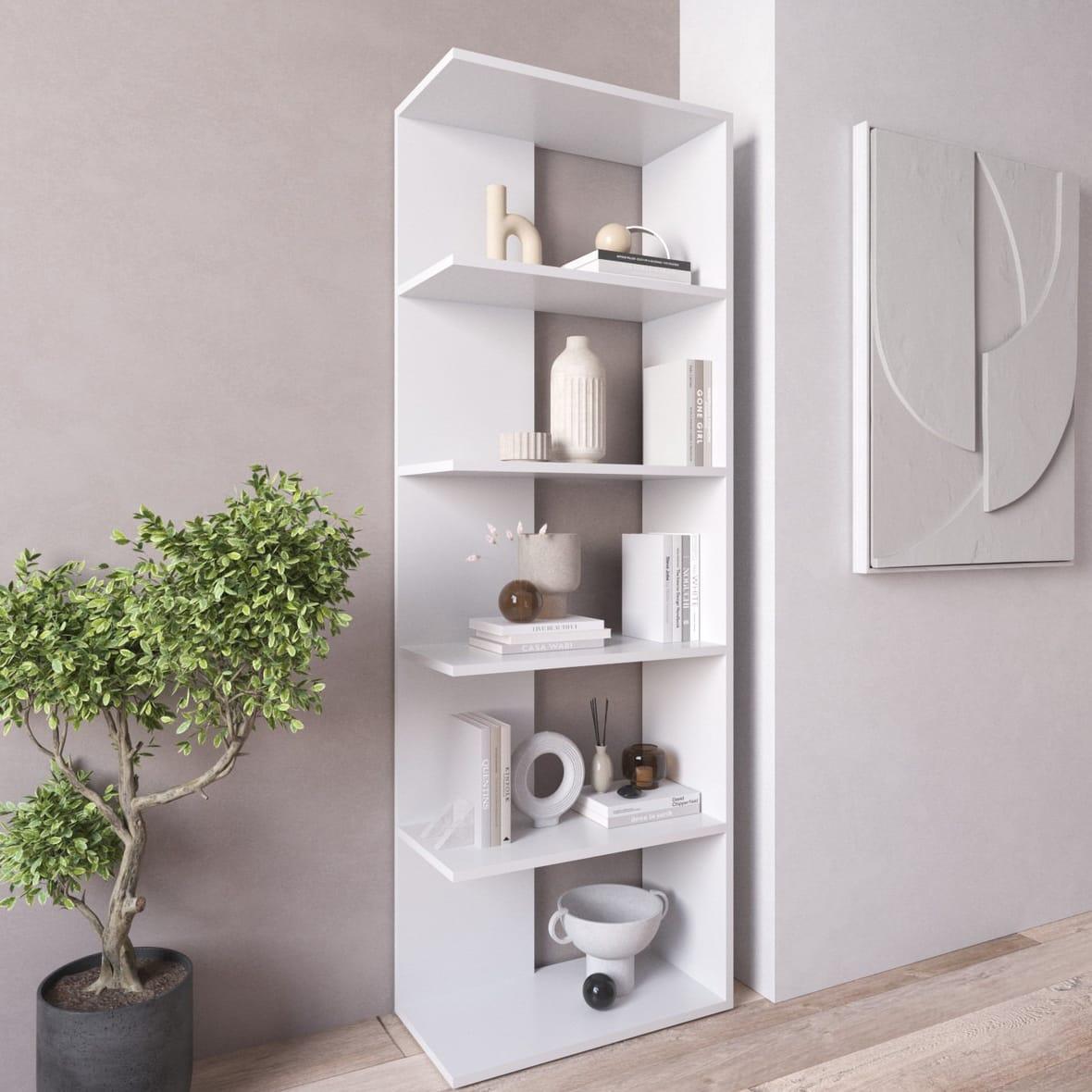 Стелаж книжковий відкритий з ламінованого ДСП в офіс Вертикальна стильна полиця для книг і квітів 600 мм, фото 1