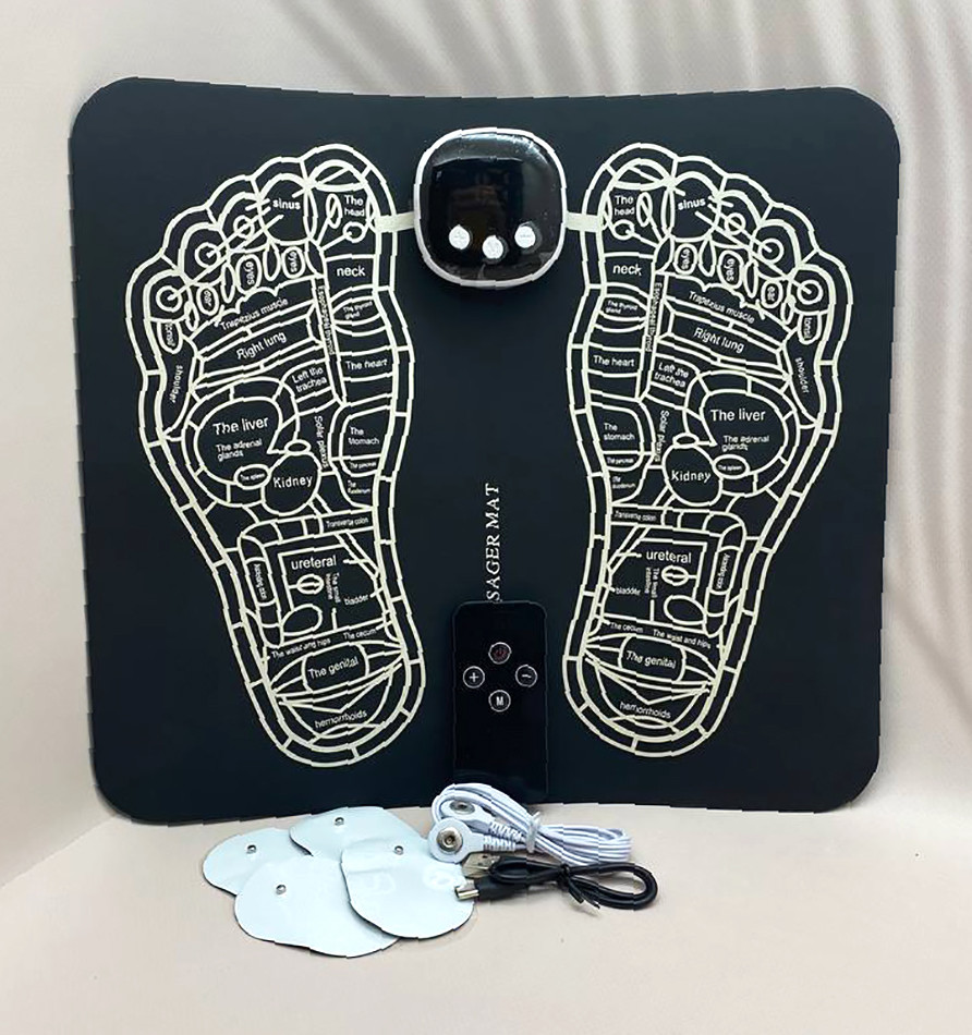 Масажер з пультом для ніг EMS імпульсний електричний килимок ZK-8066 8 режимів, 19 рівнів, фото 1