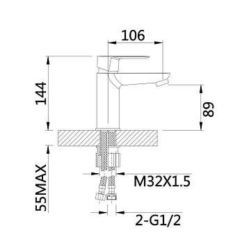 Змішувач для раковини Lidz Latwa 001 (k35) LDLAT001BLA45418 Black, фото 2
