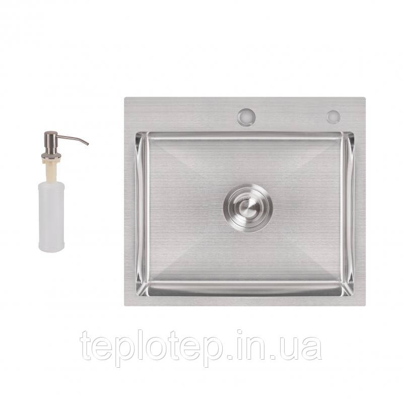Мийка для кухні інтегрована Lidz Handmade H5045 (LDH5045BRU35383) Brushed Steel 3,0/1,0 мм, фото 1