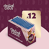 Корм вологий Delickcious для дорослих котів Шматочки з лососем і мідіями в соусі 85 г, фото 6