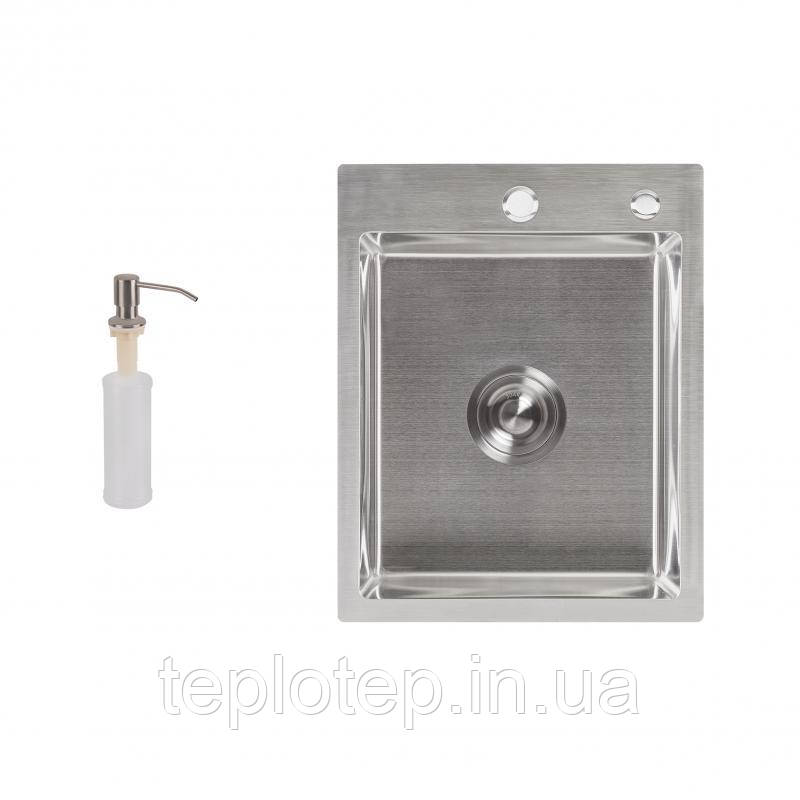 Мийка для кухні інтегрована Lidz Handmade H4050 (LDH4050BRU39258) Brushed Steel 3,0/1,0 мм, фото 1
