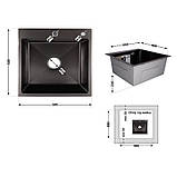 Мийка для кухні інтегрована Lidz Handmade H5050B (LDH5050BPVD43619) Brushed Black PVD 3,0/1,0 мм, фото 2