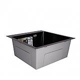Мийка для кухні інтегрована Lidz Handmade H5050B (LDH5050BPVD43619) Brushed Black PVD 3,0/1,0 мм, фото 3