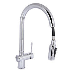 Змішувач для кухні Qtap Rozcesti з висувним виливом з підключенням для питної води QTROZ366CRM45938 Chrome, фото 3