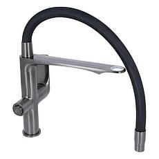 Змішувач для кухні Qtap Vlasta New з гнучким виливом з підключенням для питної води QTVLA364GMB45649 Gunmetal, фото 5