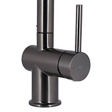 Змішувач для кухні Qtap Rozcesti з висувним виливом з підключенням для питної води QTROZ366GMB45939 Gunmetal, фото 4