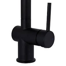 Змішувач для кухні Qtap Rozcesti з висувним виливом з підключенням для питної води QTROZ366BLM45940 Black Matt, фото 4