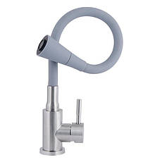 Змішувач для кухні Lidz Aria 015F31 з гнучким виливом (k35) LDARI015F31GNK31871 Grey / Nickel, фото 3