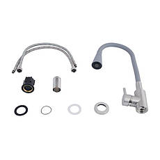 Змішувач для кухні Lidz Aria 015F31 з гнучким виливом (k35) LDARI015F31GNK31871 Grey / Nickel, фото 4