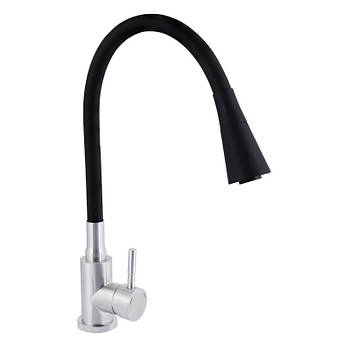 Змішувач для кухні Lidz Aria 015F31 з гнучким виливом (k35) LDARI015F31BNK31872 Black / Nickel, фото 1