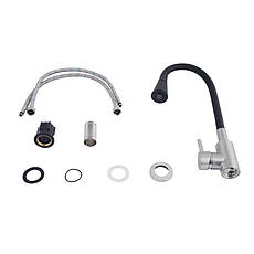 Змішувач для кухні Lidz Aria 015F31 з гнучким виливом (k35) LDARI015F31BNK31872 Black / Nickel, фото 4