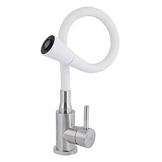 Змішувач для кухні Lidz Aria 015F31 з гнучким виливом (k35) LDARI015F31WNK36981 White / Nickel, фото 3