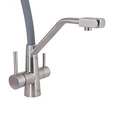 Змішувач для кухні Lidz Aria 020F3 з гнучким виливом з підключенням для питної води (k35) LDARI020F3GNK39211, фото 3