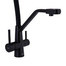 Змішувач для кухні Lidz Aria 020F3 з гнучким виливом з підключенням для питної води (k35) LDARI020F3BLA39212, фото 3