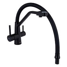 Змішувач для кухні Lidz Aria 020F3 з гнучким виливом з підключенням для питної води (k35) LDARI020F3BLA39212, фото 4