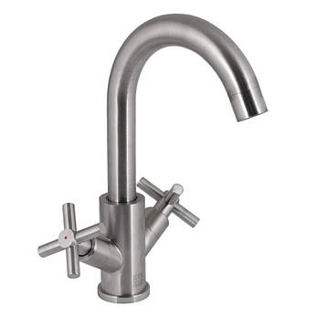 Змішувач для кухні Lidz Wind 161F двохвентильний LDWIN161FNKS46098 Nickel, фото 1