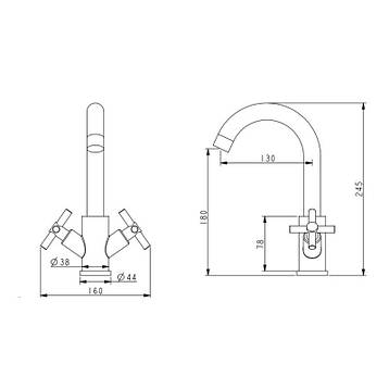 Змішувач для кухні Lidz Wind 161F двохвентильний LDWIN161FNKS46098 Nickel, фото 2