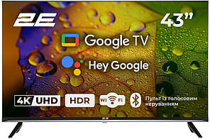 Телевізор 2E LED 4K 60Hz Smart Google TV Black 43" (2E-43A07KU) UA UCRF