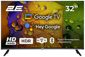 Телевізор 2E LED HD 60Hz Smart Google TV Black 32" (2E-32A07KH) UA UCRF