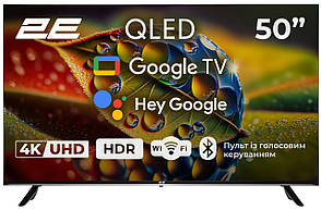 Телевізор 2E QLED 4K 60Hz Smart Google TV Black 50" (2E-50A77Q) UA UCRF