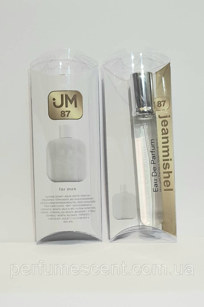 Парфуми ручка 20мл JeanMishel №87, аромат схожий на Lacoste L.12.12 Blanc чоловічі, фото 1
