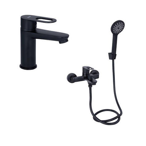 Комплект змішувачів для ванної кімнати Lidz Latwa 00 Black+Lidz Latwa 006Black, фото 1