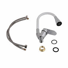 Змішувач для кухні Lidz Tani 008F3 з гнучким виливом (k40) LDTAN008F3WCR37037 White / Chrome, фото 5