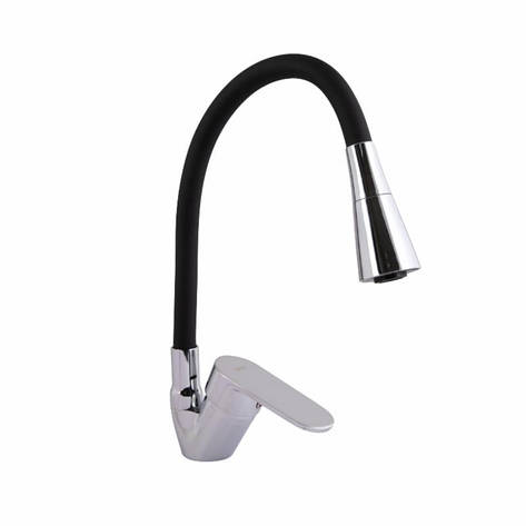 Змішувач для кухні Lidz Tani 008F3 з гнучким виливом (k40) LDTAN008F3BCR39484 Black / Chrome, фото 1