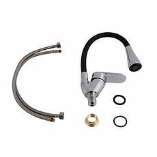 Змішувач для кухні Lidz Tani 008F3 з гнучким виливом (k40) LDTAN008F3BCR39484 Black / Chrome, фото 5