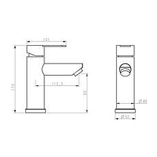 Змішувач для раковини Brinex Pure 001F низький Graphite BRIPUR001FGRP, фото 2