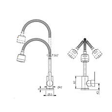 Змішувач для кухні Brinex Pure 015F41 з гнучким виливом Nickel BRIPUR015F41NKL, фото 2