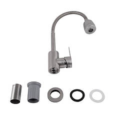 Змішувач для кухні Brinex Pure 015F41 з гнучким виливом Nickel BRIPUR015F41NKL, фото 5