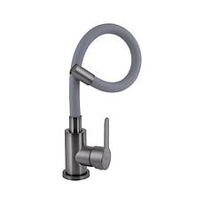 Змішувач для кухні Brinex Pure 015F3 з гнучким виливом Graphite/Grey BRIPUR015F3GRG, фото 3