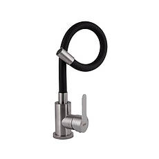 Змішувач для кухні Brinex Pure 015F3 з гнучким виливом Nickel/Black BRIPUR015F3NKB, фото 3