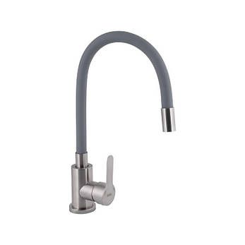 Змішувач для кухні Brinex Pure 015F3 з гнучким виливом Nickel/Grey BRIPUR015F3NKG, фото 1