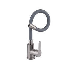 Змішувач для кухні Brinex Pure 015F3 з гнучким виливом Nickel/Grey BRIPUR015F3NKG, фото 3