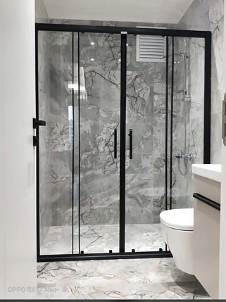 Душові двері Aquanil TREND 190х160 см чорна розсувні скло прозоре 6 мм, фото 2