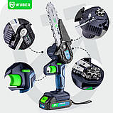 Акумуляторна ланцюгова міні-пила Wuber W37000 (2 x акумулятор 21V 2.0Ah) Довжина шини 10см, фото 11